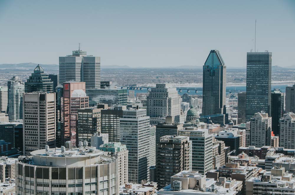 Vista panorámica de los rascacielos de Montreal.